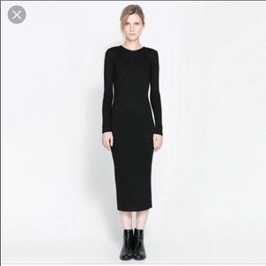 Zara Black knit long sleeve midi
